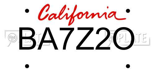 BA7Z2O California License Plate