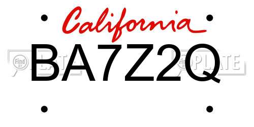 BA7Z2Q California License Plate