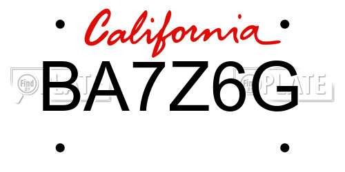 BA7Z6G California License Plate