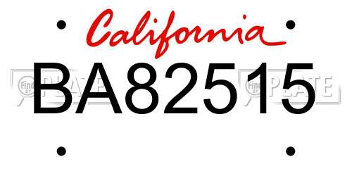 BA82515 California License Plate