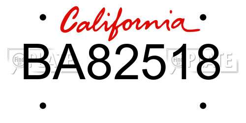 BA82518 California License Plate