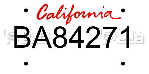 BA84271 California License Plate
