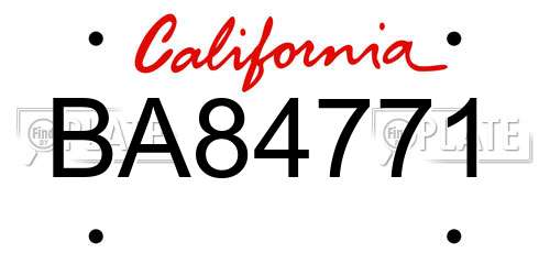BA84771 California License Plate