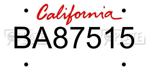 BA87515 California License Plate