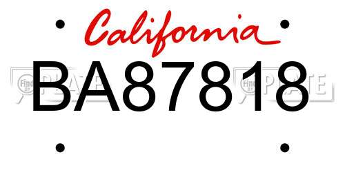 BA87818 California License Plate