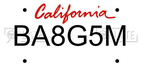 BA8G5M California License Plate