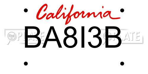 BA8I3B California License Plate