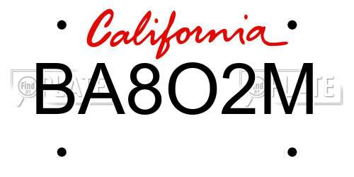 BA8O2M California License Plate