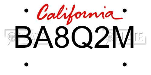 BA8Q2M California License Plate