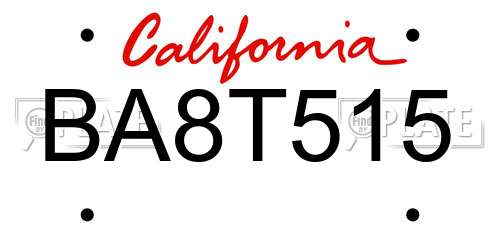 BA8T515 California License Plate