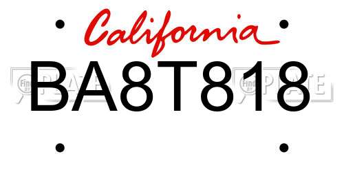 BA8T818 California License Plate