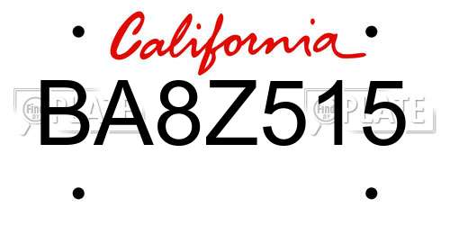 BA8Z515 California License Plate
