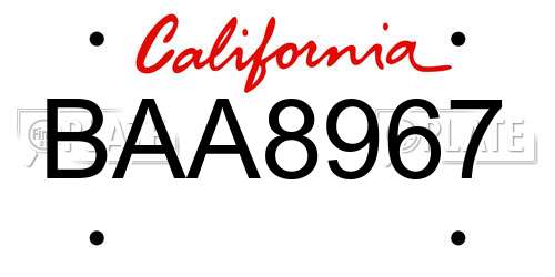 BAA8967 California License Plate