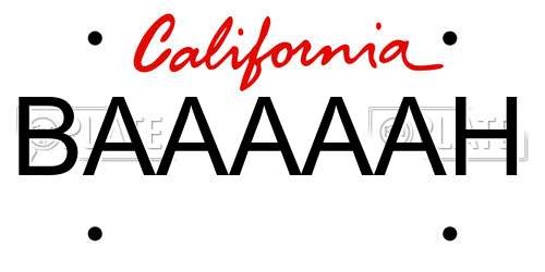 BAAAAAH California License Plate