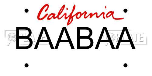 BAABAA California License Plate