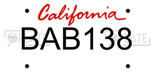 BAB138 California License Plate