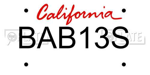 BAB13S California License Plate