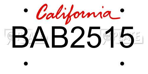 BAB2515 California License Plate