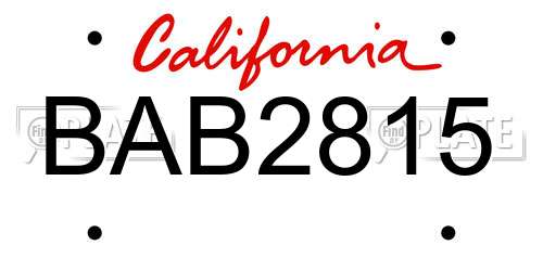 BAB2815 California License Plate