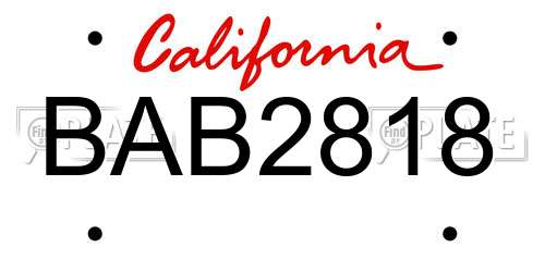 BAB2818 California License Plate