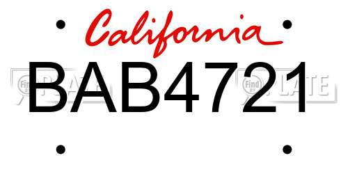 BAB4721 California License Plate