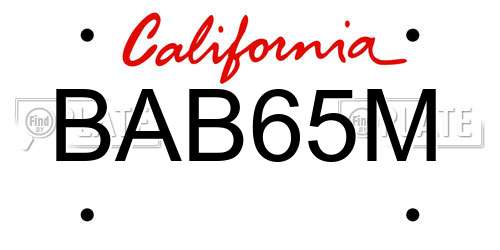 BAB65M California License Plate