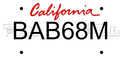 BAB68M California License Plate