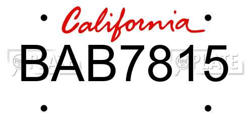 BAB7815 California License Plate