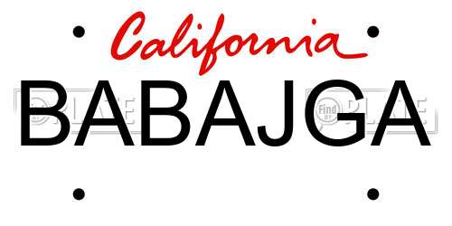BABAJGA California License Plate