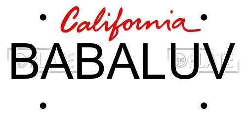 BABALUV California License Plate