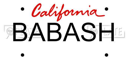 BABASH California License Plate