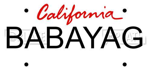 BABAYAG California License Plate