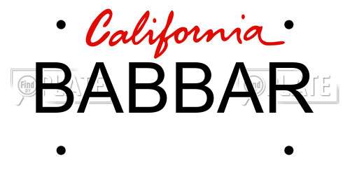 BABBAR California License Plate