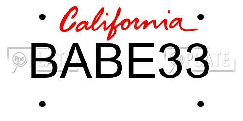 BABE33 California License Plate