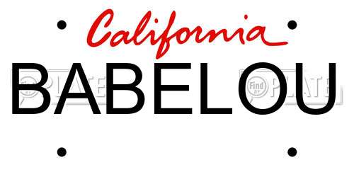 BABELOU California License Plate