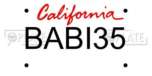 BABI35 California License Plate
