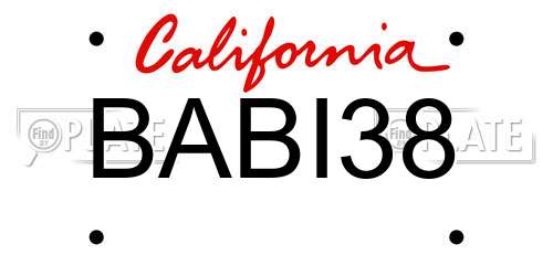 BABI38 California License Plate