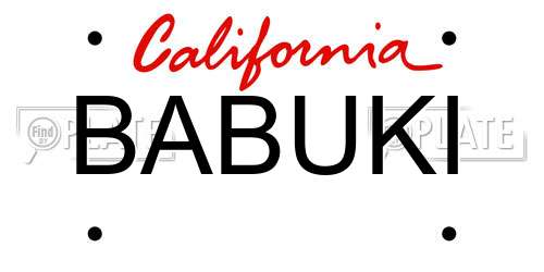 BABUKI California License Plate