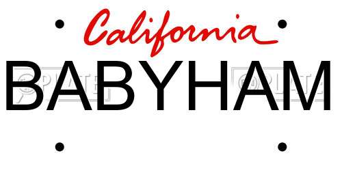 BABYHAM California License Plate