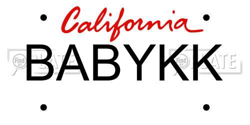 BABYKK California License Plate