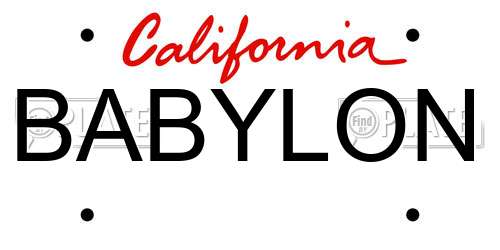 BABYLON California License Plate