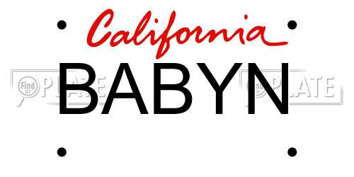 BABYN California License Plate
