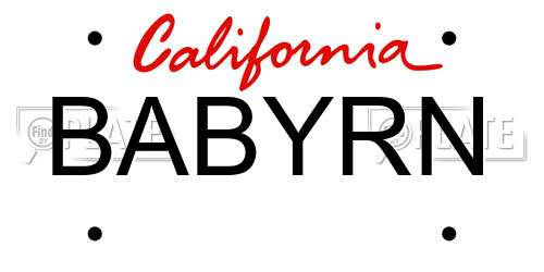 BABYRN California License Plate