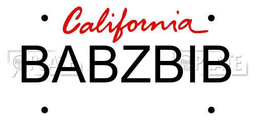 BABZBIB California License Plate