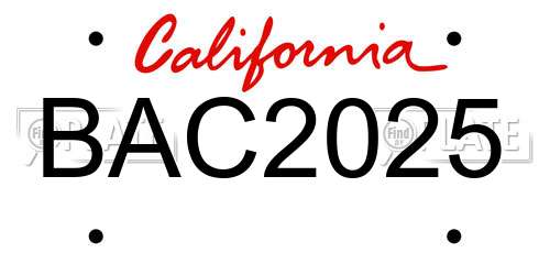 BAC2025 California License Plate
