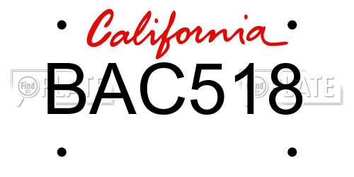 BAC518 California License Plate