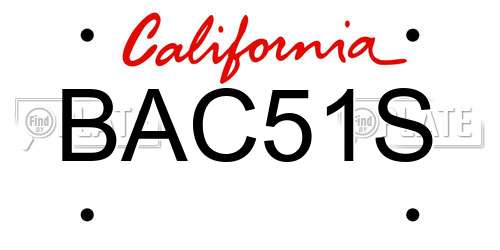 BAC51S California License Plate