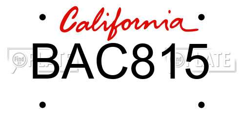 BAC815 California License Plate