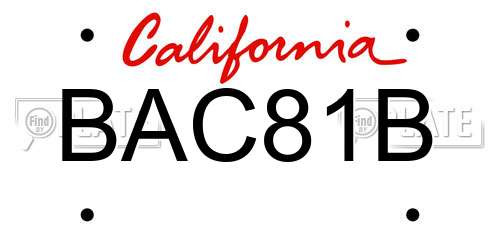 BAC81B California License Plate