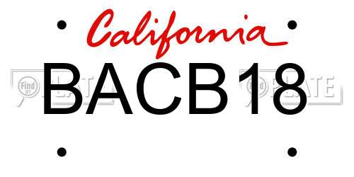 BACB18 California License Plate